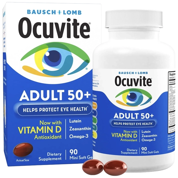 Bausch  Ocuvite Adult 50+ with Vitamin D3, 90 mini Softgels